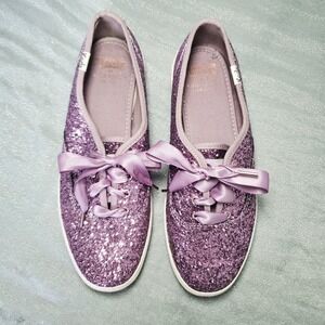 Kate Spade Keds Glitter Sparkle Purple Ribbon Lace Up Sneakers Womens S 7
Luxury